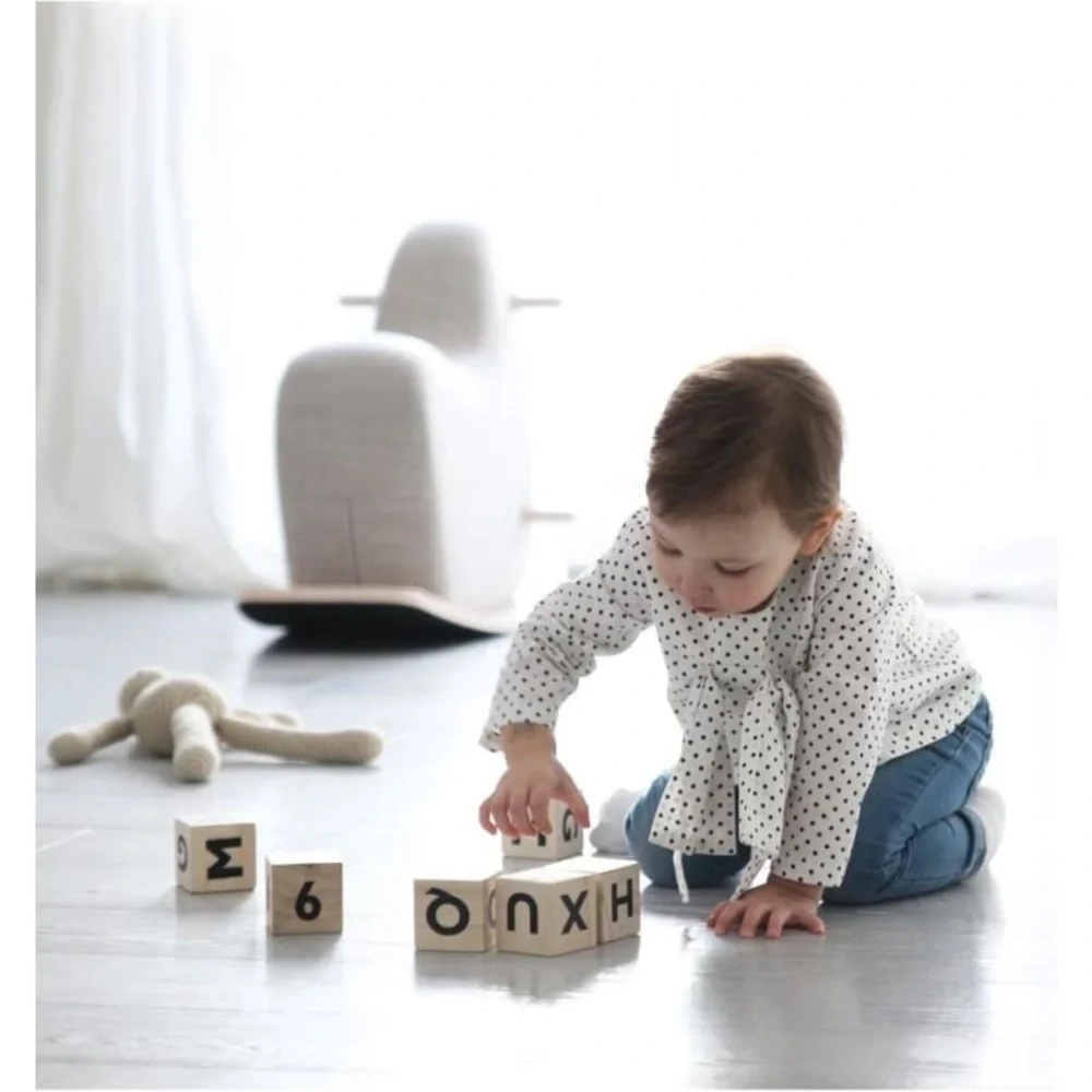 OOH NOO -Wooden Alphabet Blocks in White